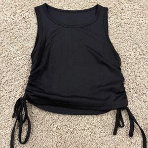 SHEIN Black Ribbed Side-Tie Crop Tank